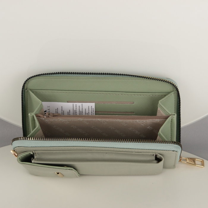 Zoozie Bags Bolso Cruzado de Piel Verde Menta con Compartimento para Teléfono